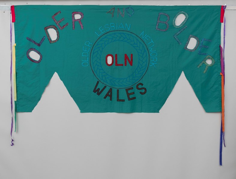Banner of the Older Lesbian Network (Wales) made about 2000